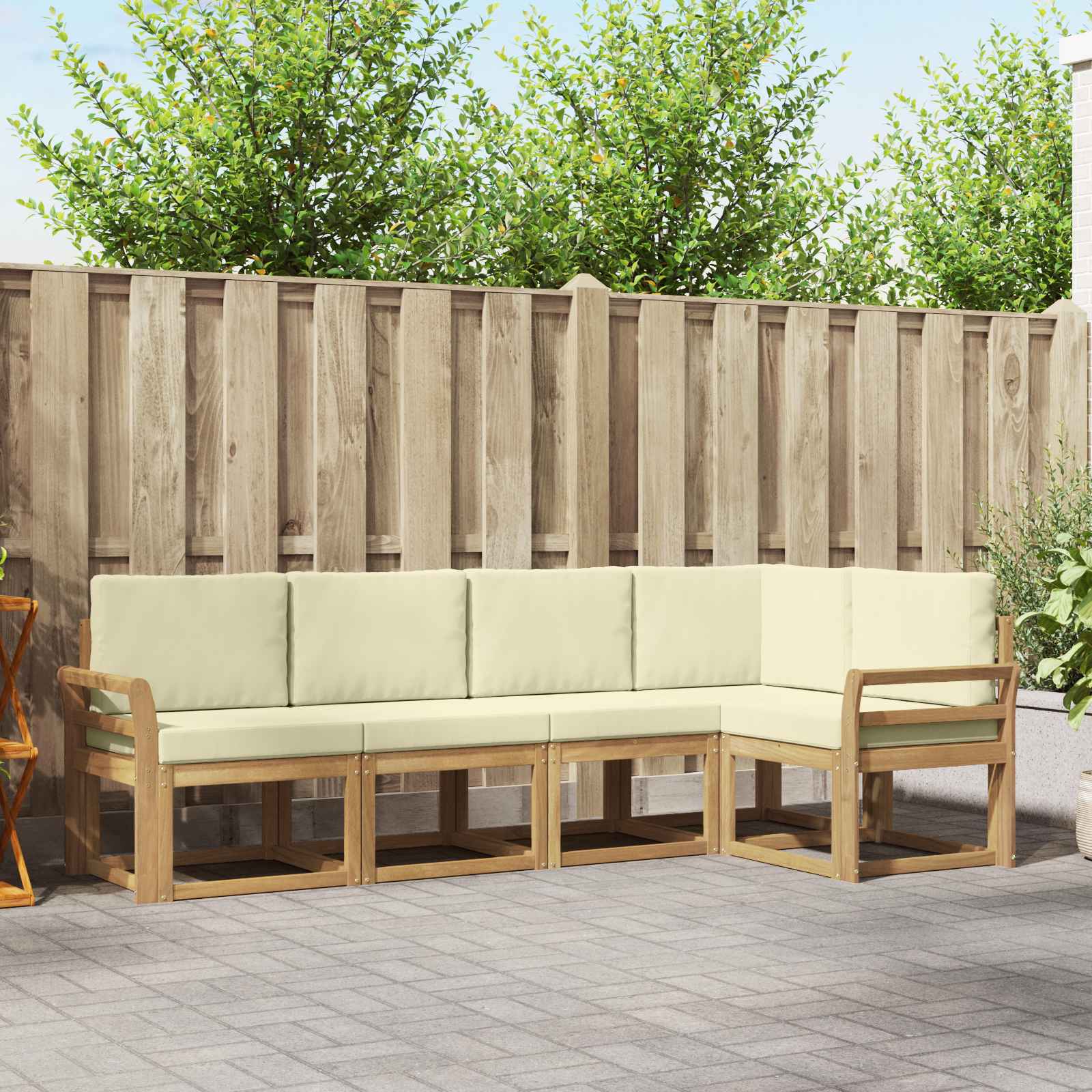 Set vanjskih sofa s jastukom 5 pcs Bijela i krem