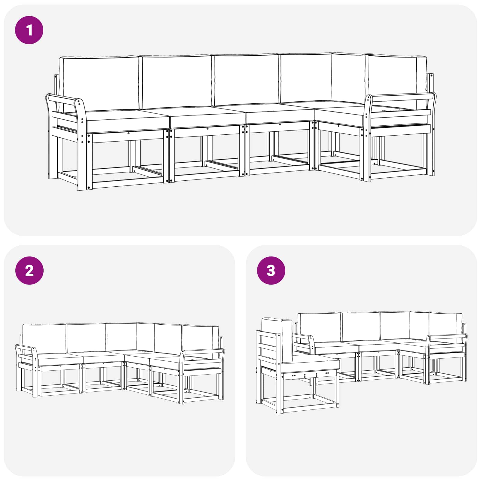 Set vanjskih sofa s jastukom 5 pcs Bijela i krem