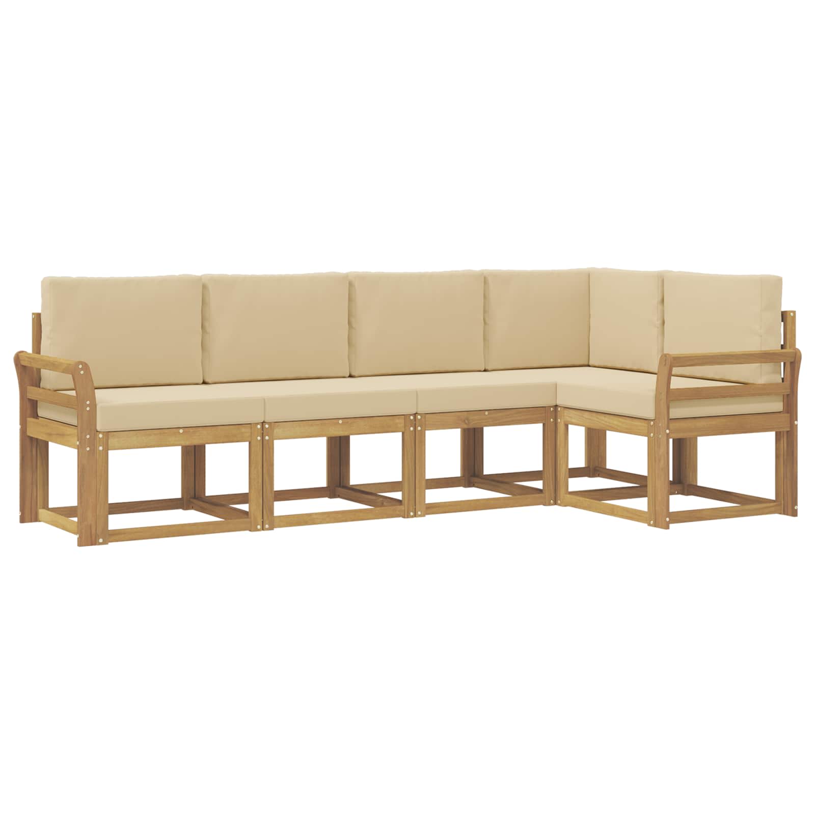 Set vanjskih sofa s jastukom 5 pcs Bijela i bež