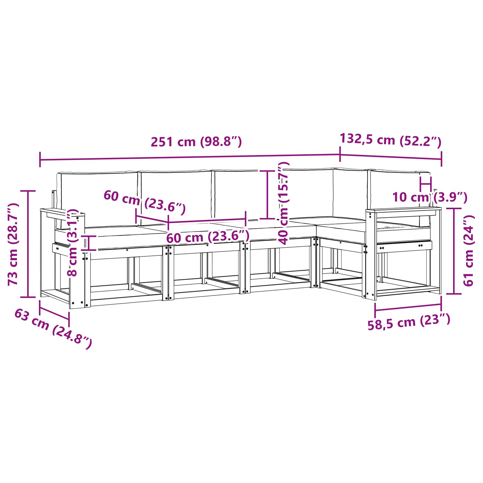 Set vanjskih sofa s jastukom 5 pcs Bijela i bež
