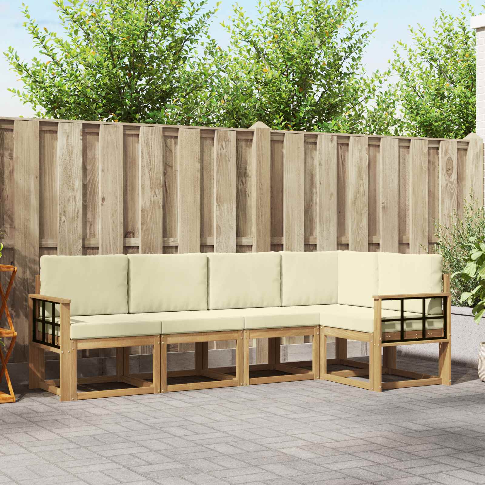 Set vanjskih sofa s jastukom 5 pcs Bijela i krem
