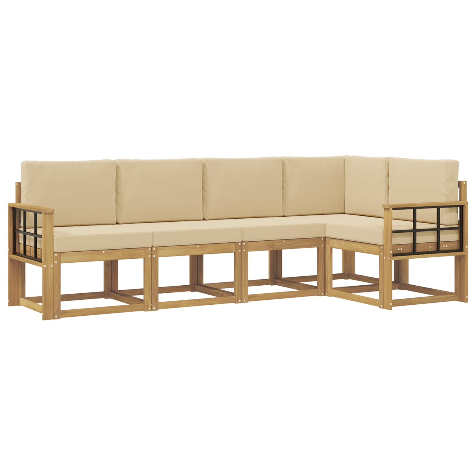Set vanjskih sofa s jastukom 5 pcs Bijela i bež