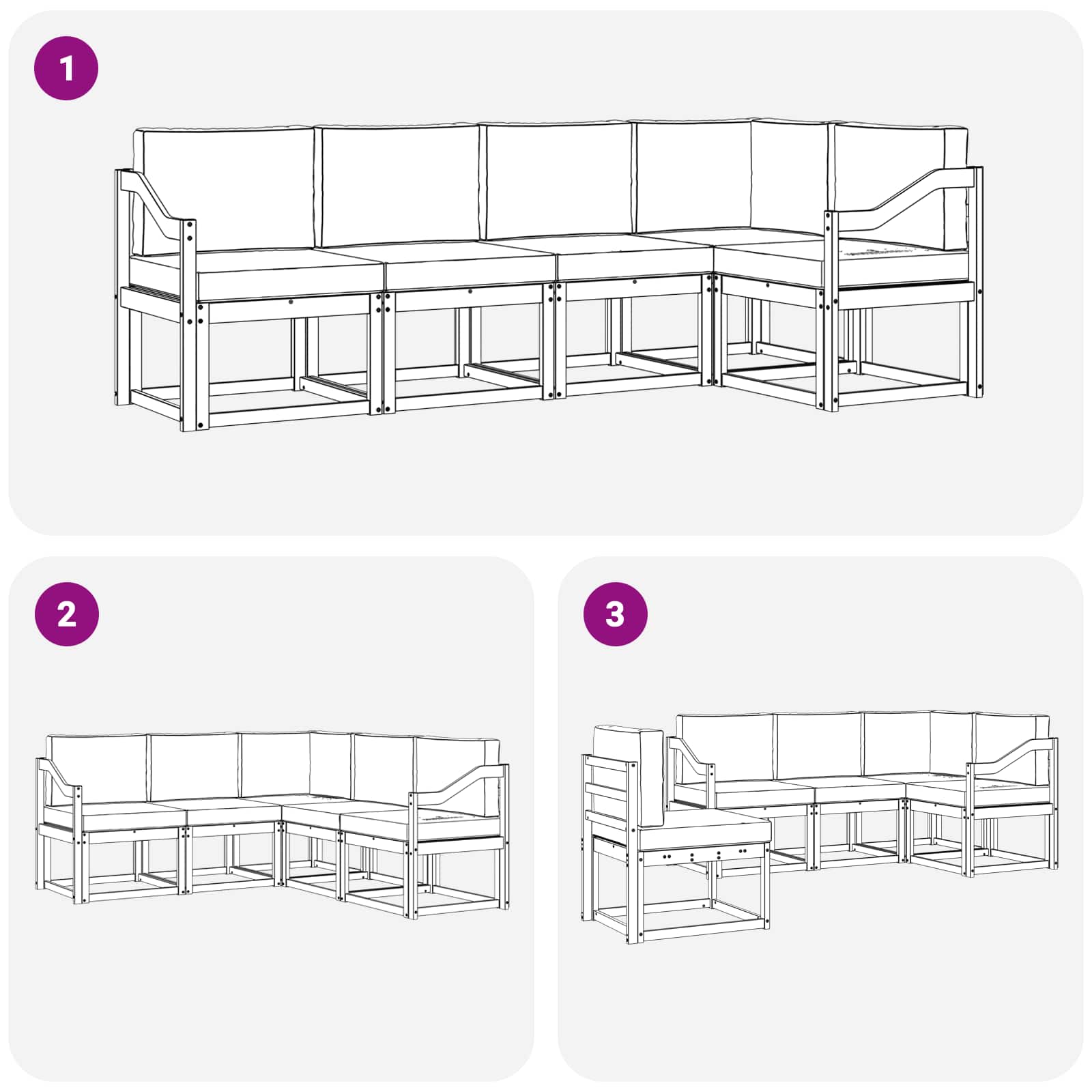 Set vanjskih sofa s jastukom 5 pcs Bijela i antracit