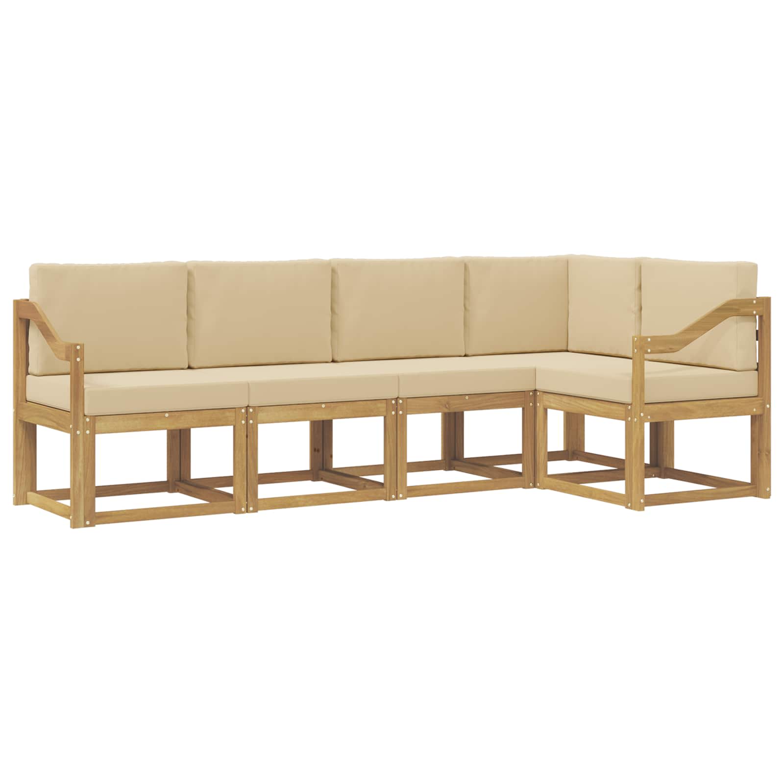 Set vanjskih sofa s jastukom 5 pcs Bijela i bež