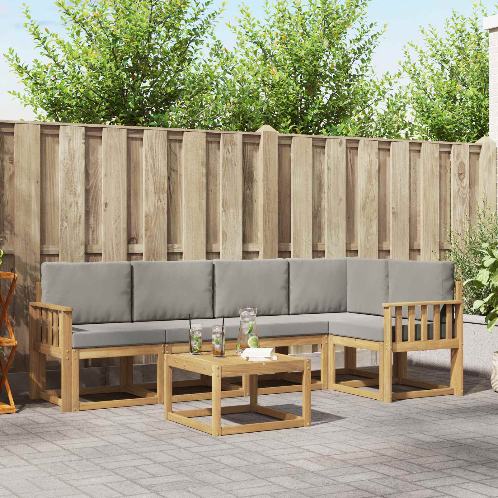 Set vanjskih sofa 6 pcs Bijela i svjetlosiva