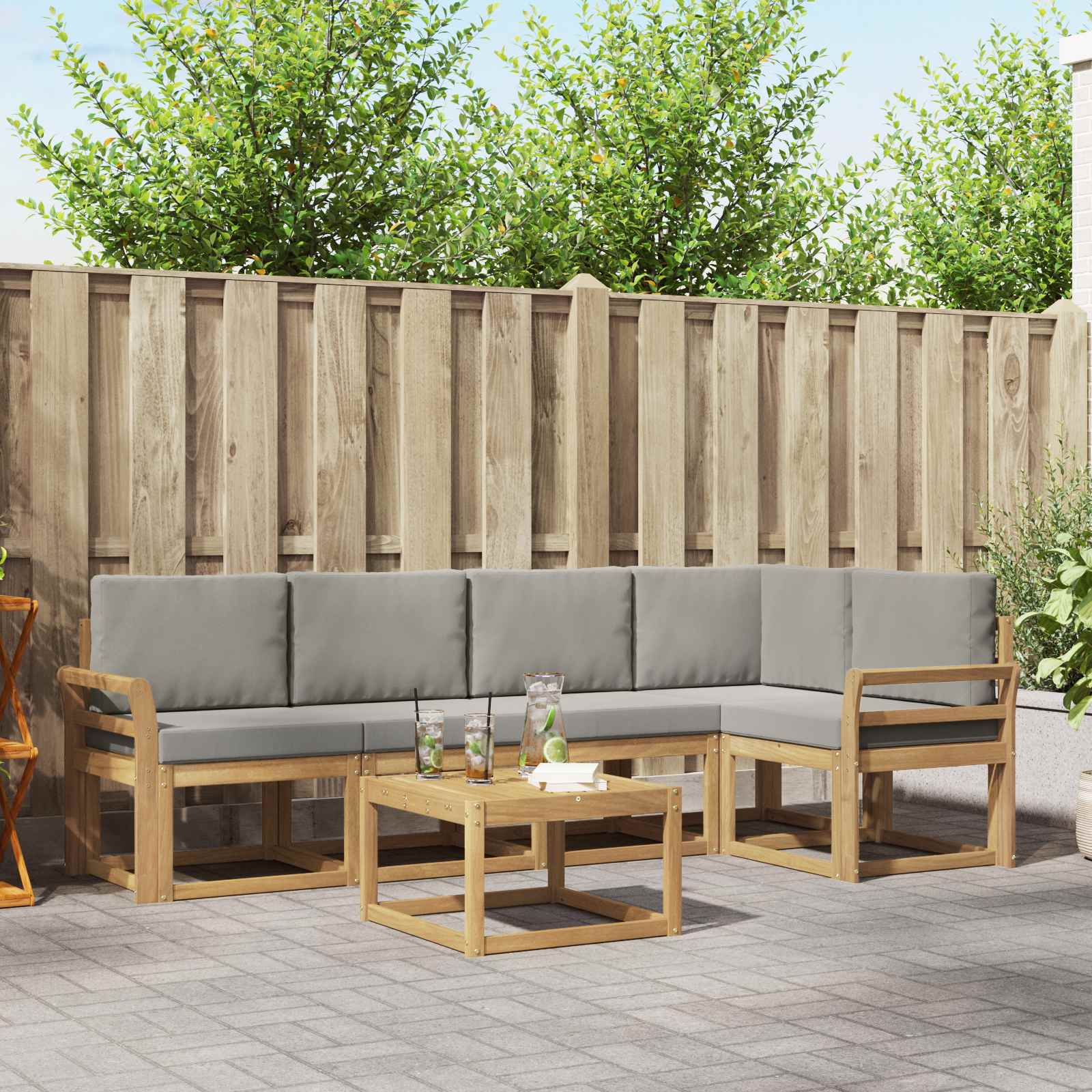 Set vanjskih sofa 6 pcs Bijela i svjetlosiva