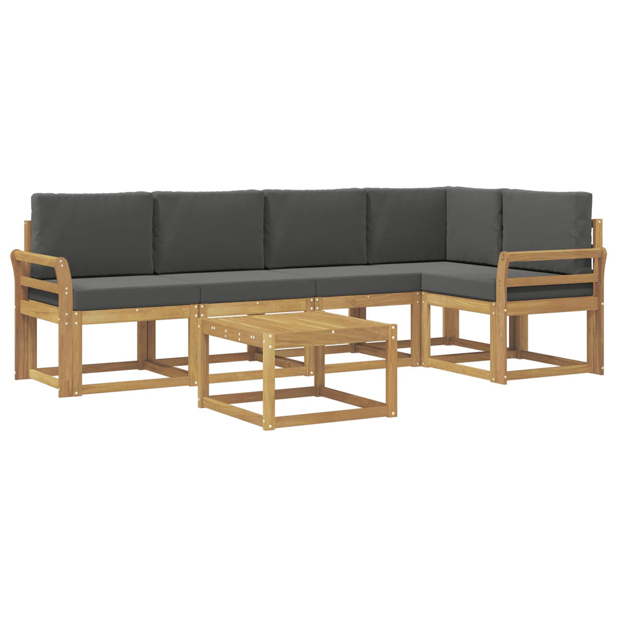 Set vanjskih sofa 6 kom. Bijela i antracit Čvrsto drvo akacije