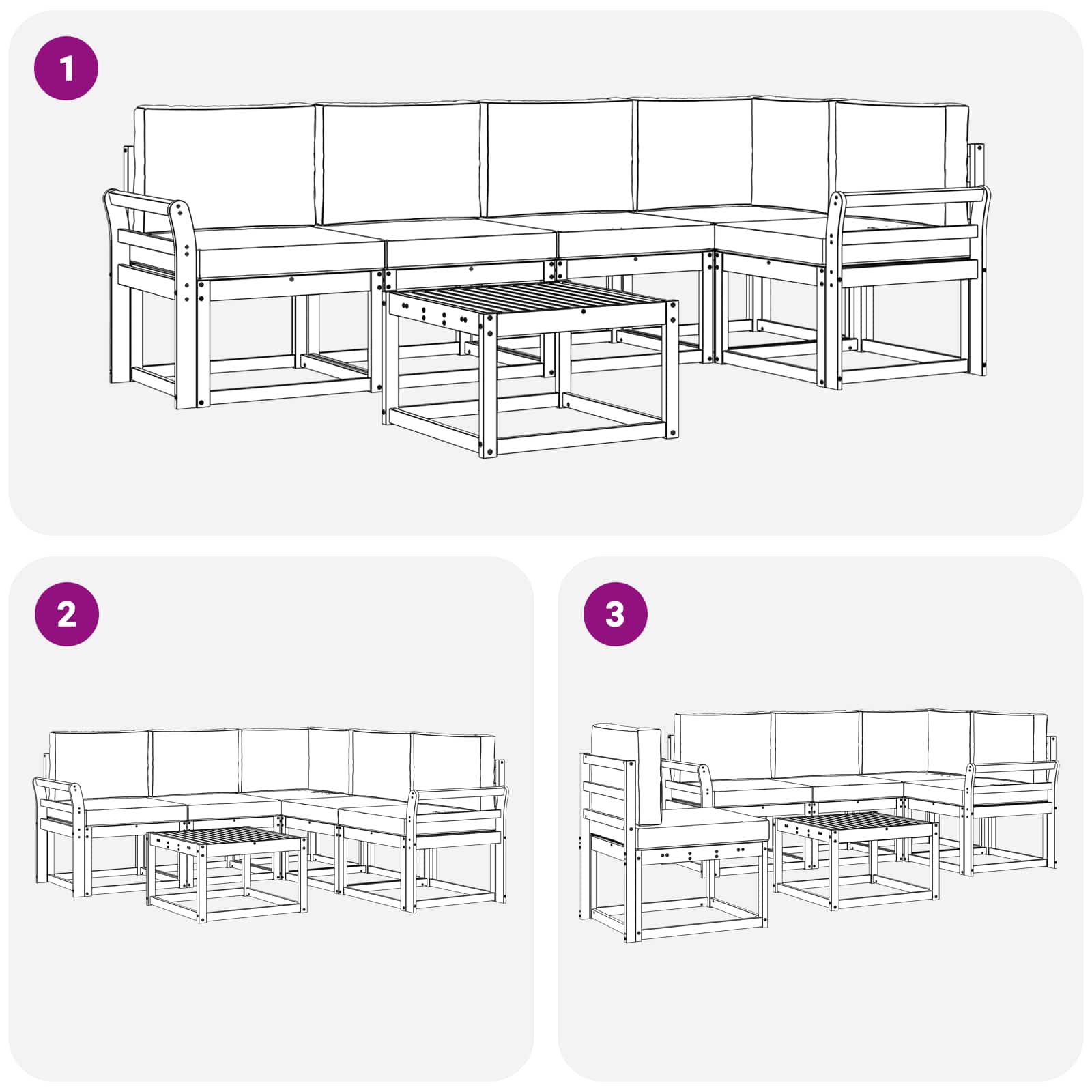 Set vanjskih sofa 6 pcs Bijela i antracit Čvrsto drvo akacije