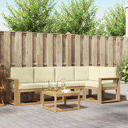 Set vanjskih sofa 6 kom. Bijela i krem Čvrsto drvo akacije