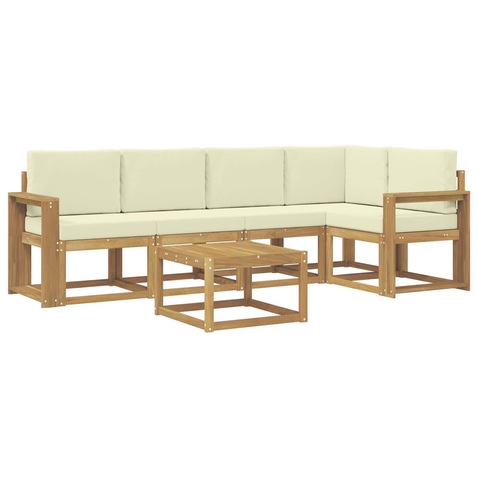 Set vanjskih sofa 6 pcs Bijela i krem Čvrsto drvo akacije
