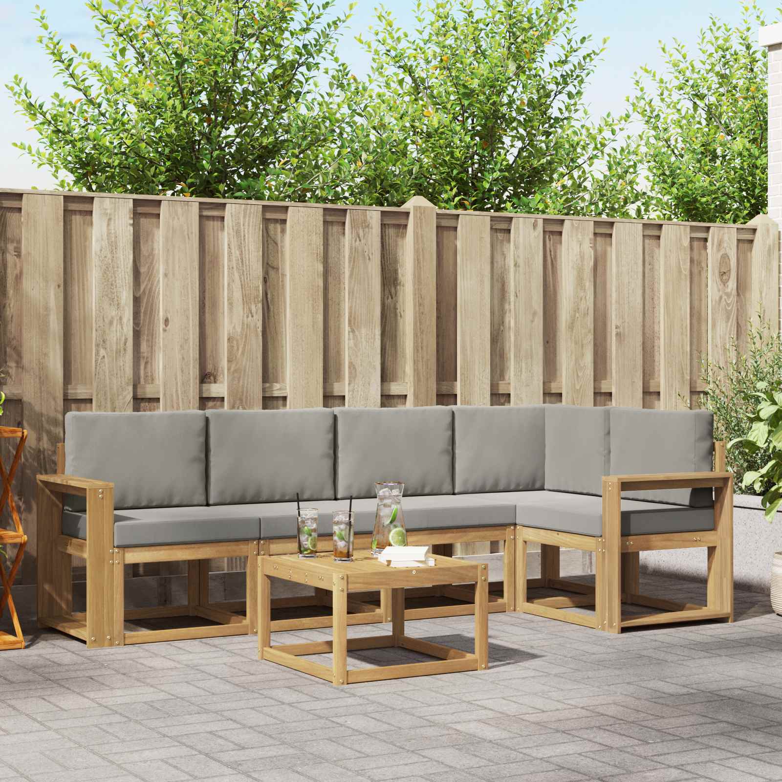 Set vanjskih sofa 6 pcs Bijela i svjetlosiva