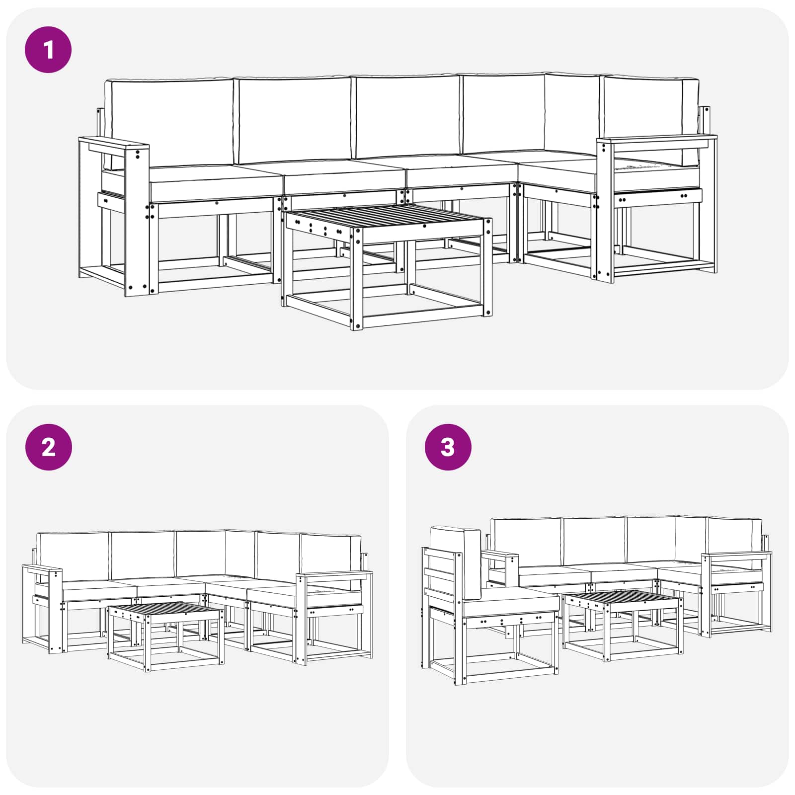 Set vanjskih sofa 6 pcs Bijela i bež Čvrsto drvo akacije