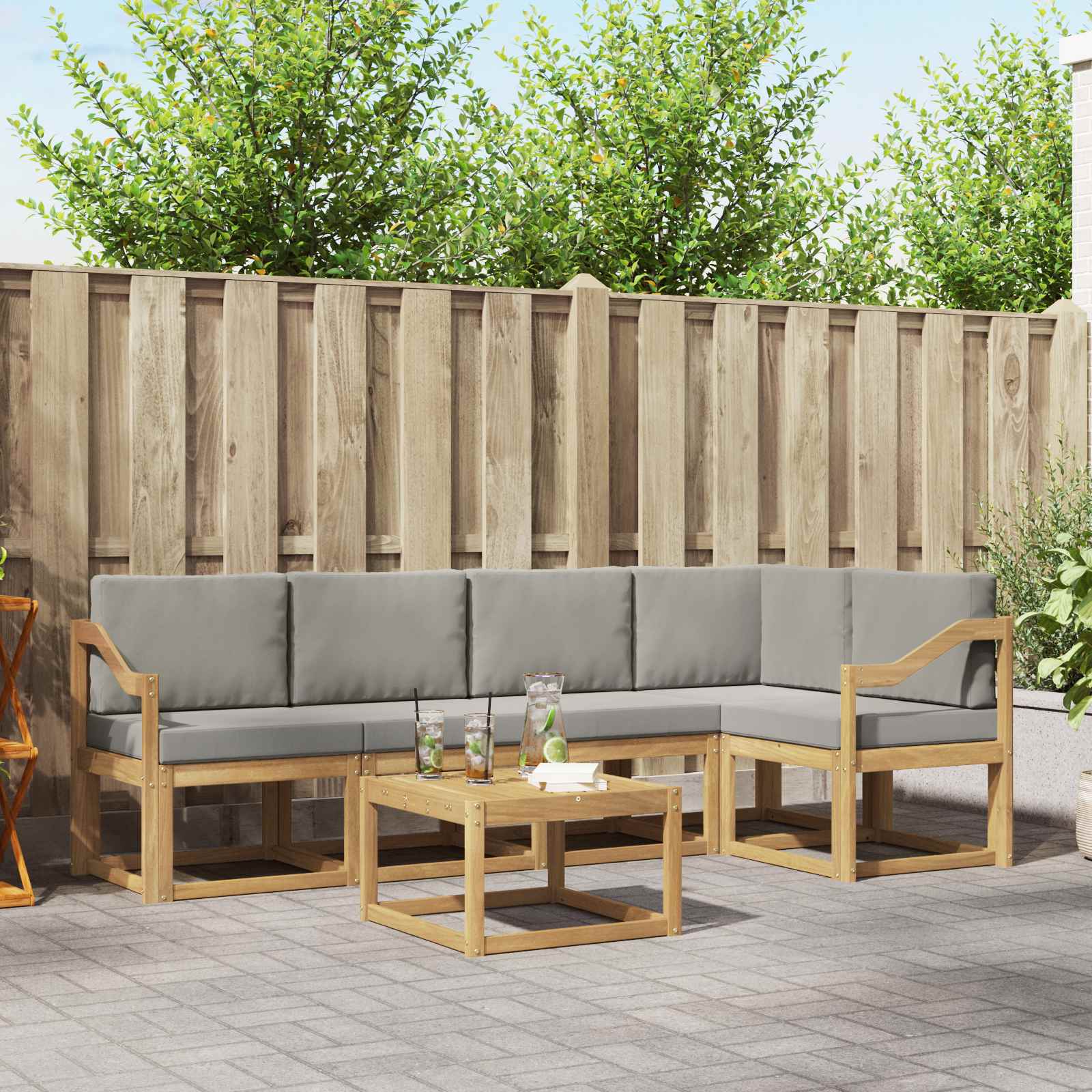 Set vanjskih sofa 6 pcs Bijela i svjetlosiva