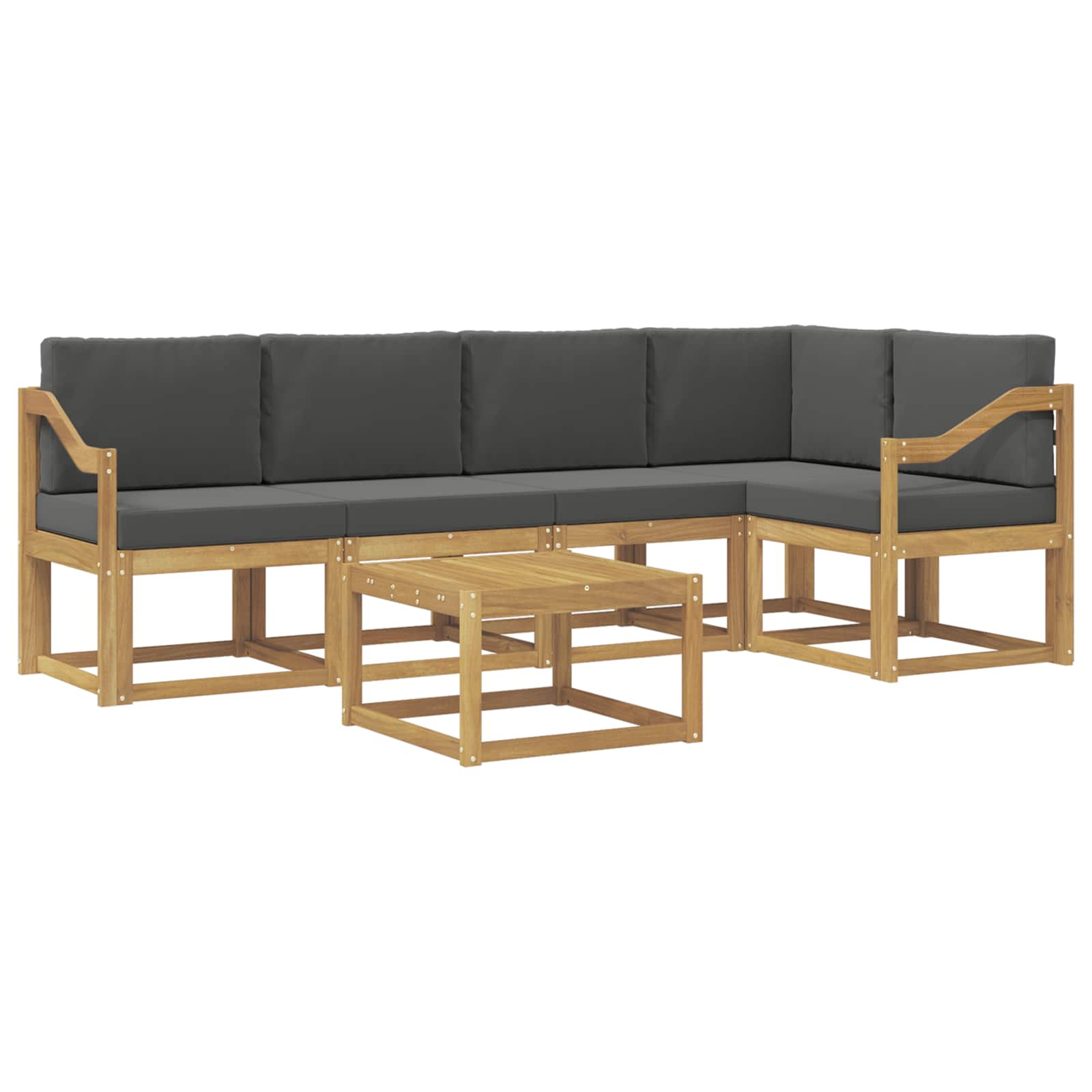 Set vanjskih sofa 6 pcs Bijela i antracit Čvrsto drvo akacije