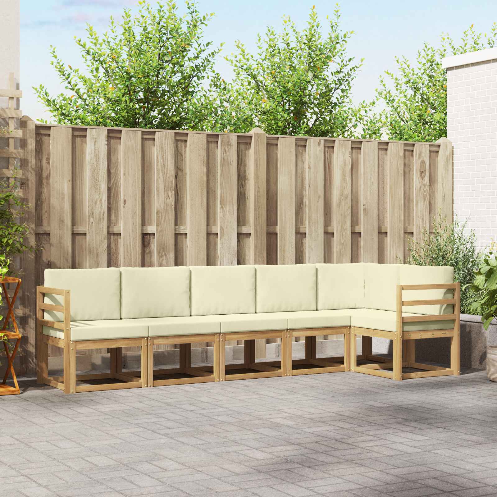 Set vanjskih sofa s jastukom 6 pcs Bijela i krem Poliester