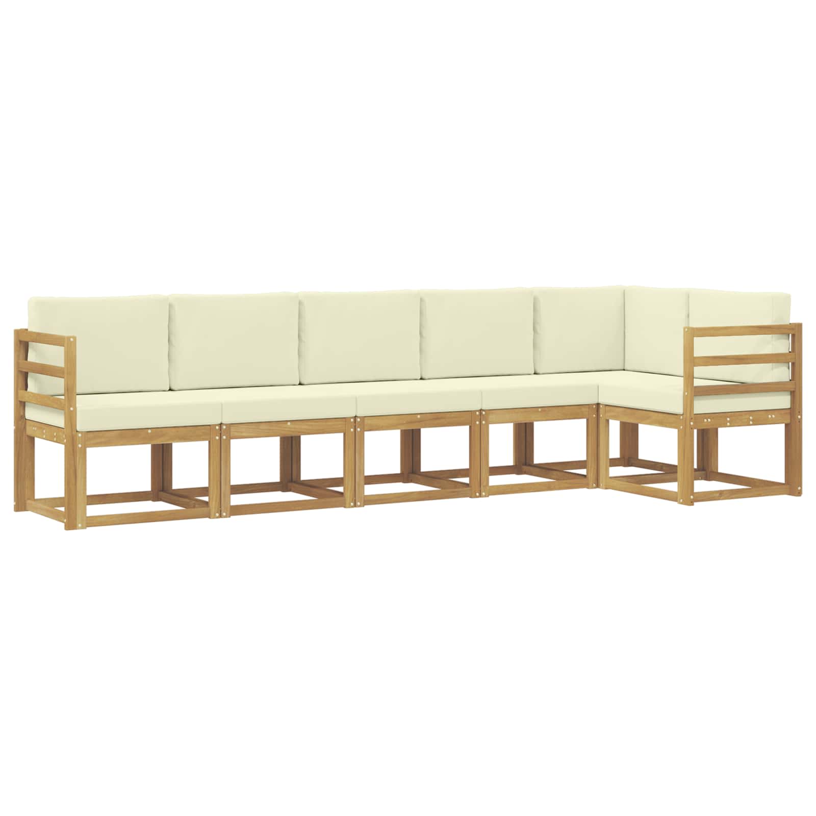 Set vanjskih sofa s jastukom 6 pcs Bijela i krem Poliester