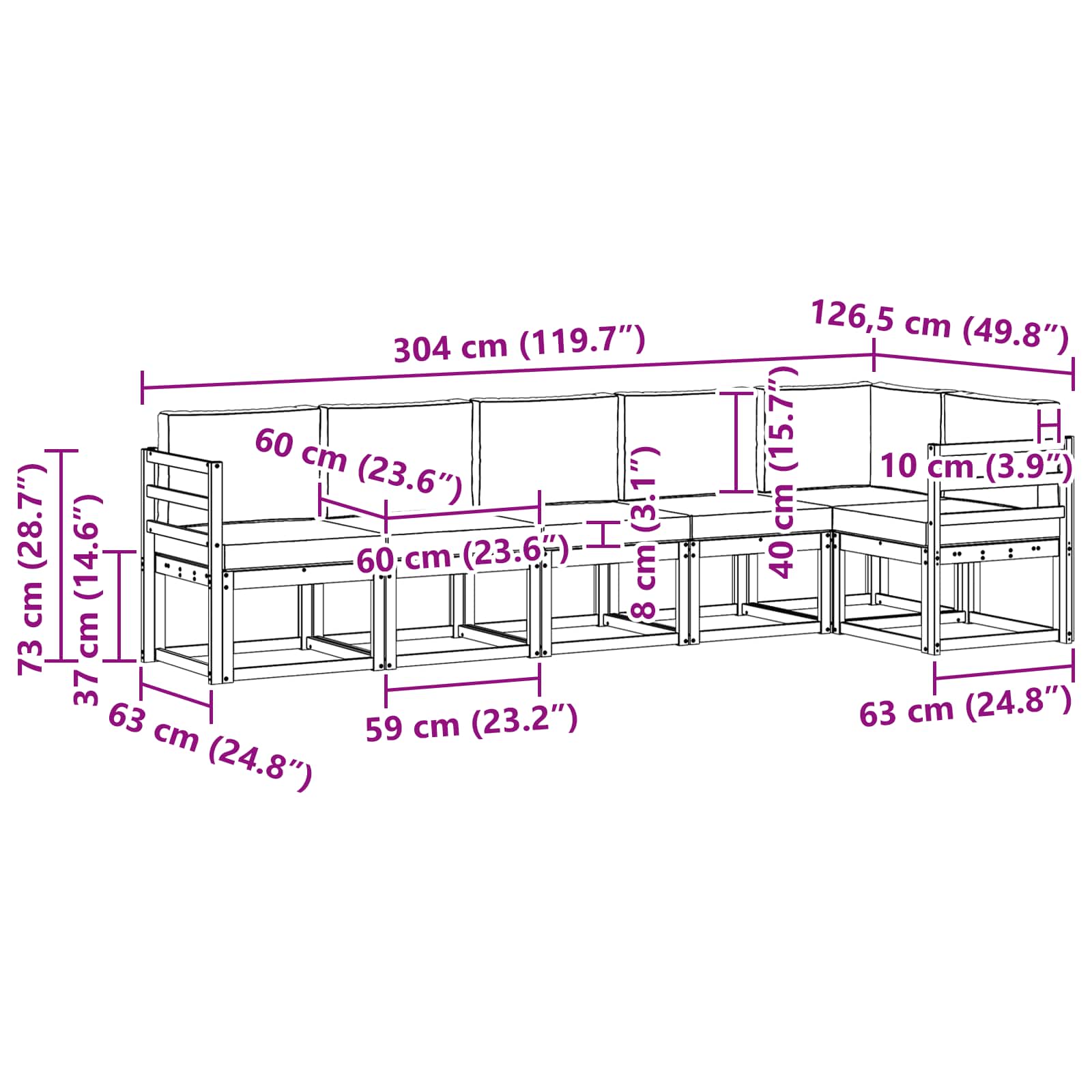 Set vanjskih sofa s jastukom 6 pcs Bijela i antracit Poliester