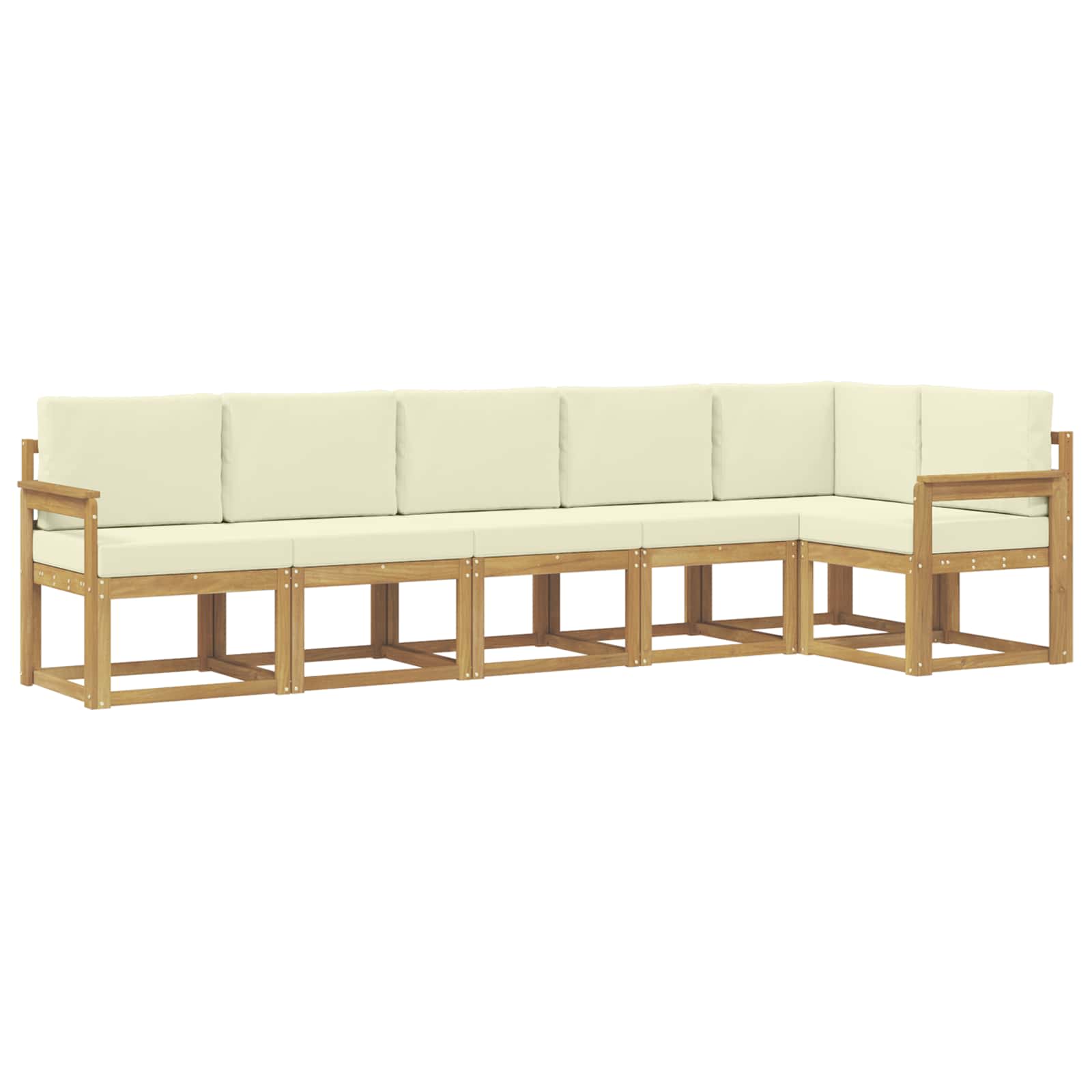 Set vanjskih sofa s jastukom 6 pcs Bijela i krem Poliester