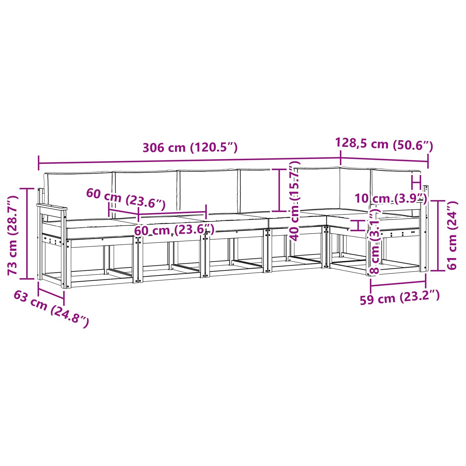 Set vanjskih sofa s jastukom 6 pcs Bijela i antracit Poliester