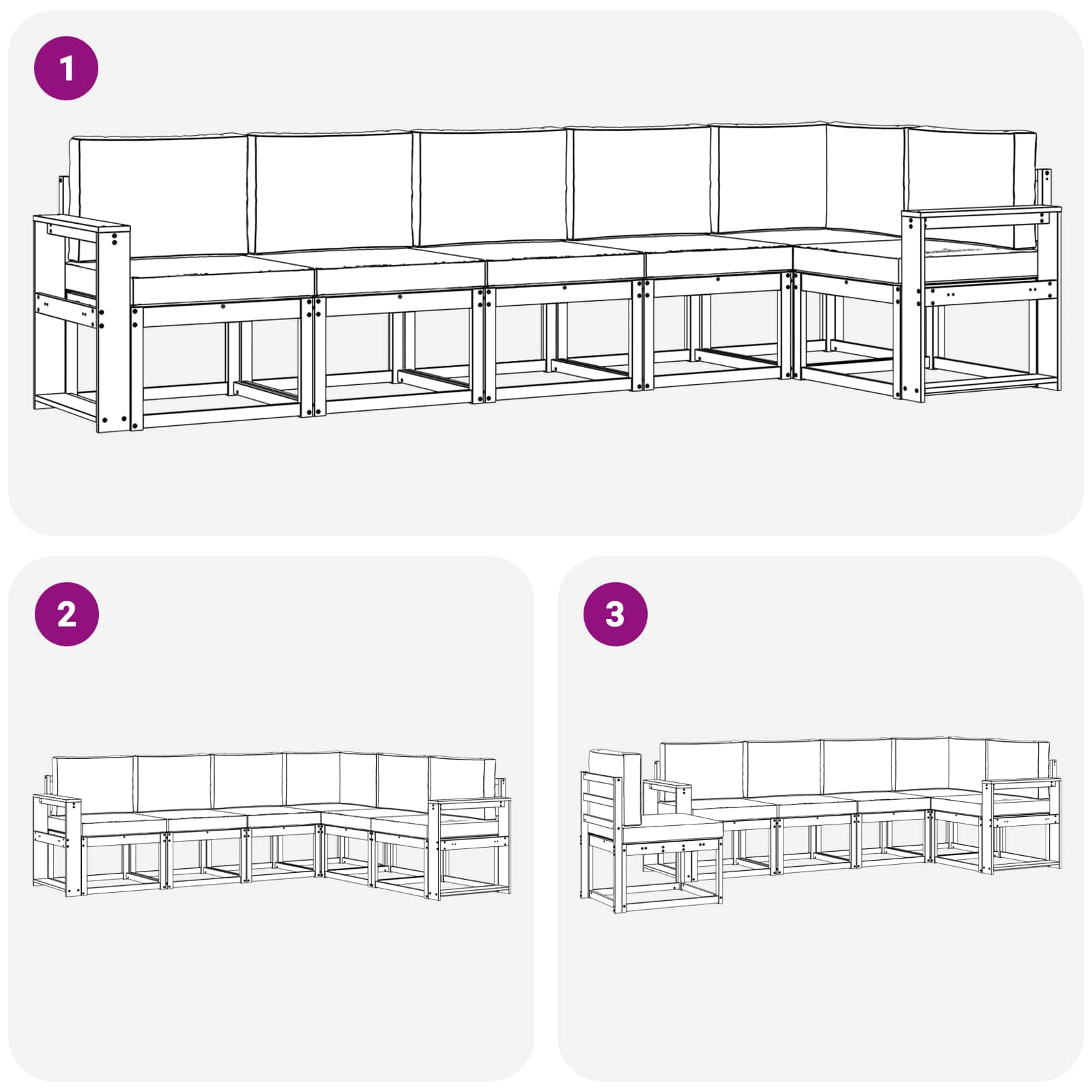 Set vanjskih sofa s jastukom 6 pcs Bijela i antracit Poliester