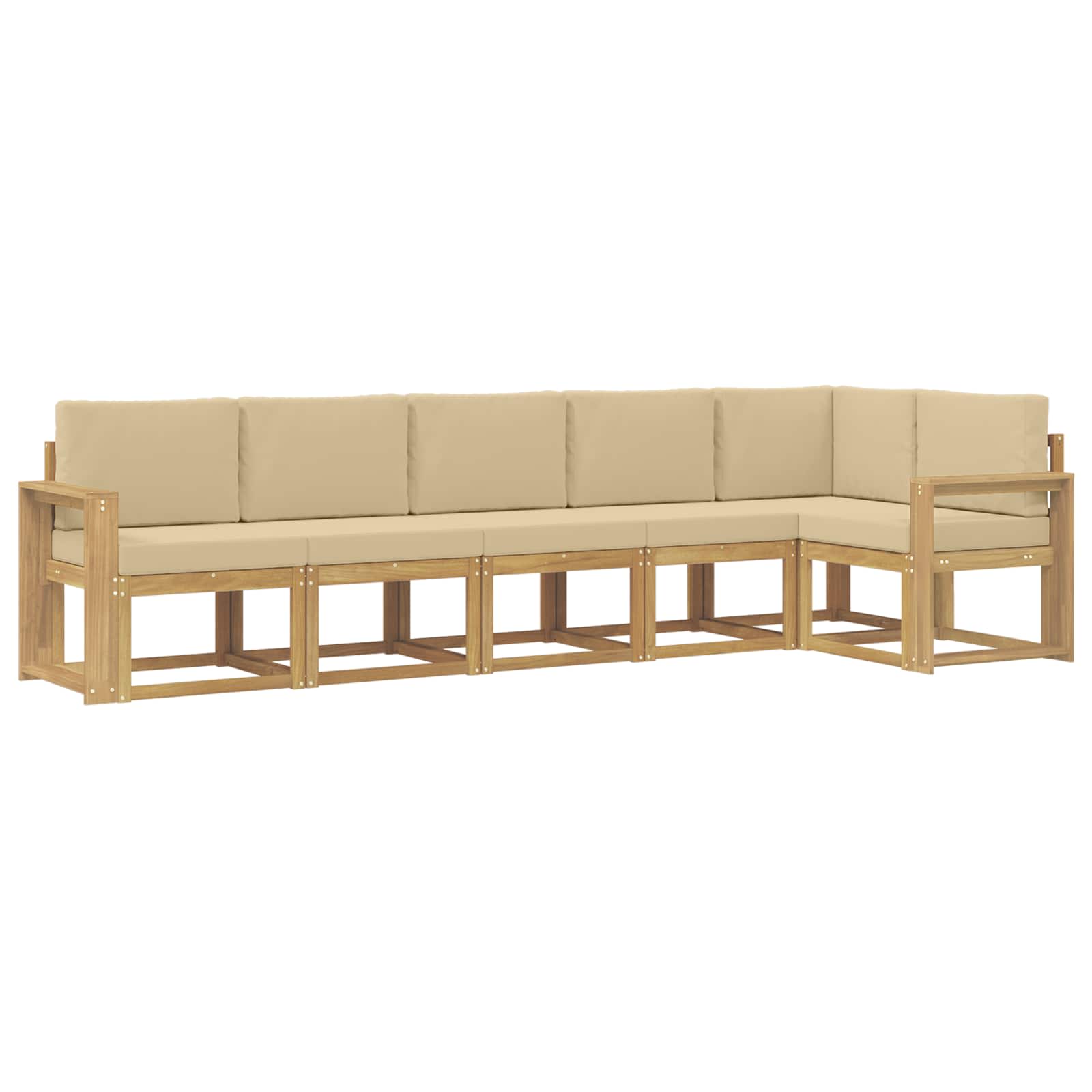 Set vanjskih sofa s jastukom 6 pcs Bijela i bež Poliester