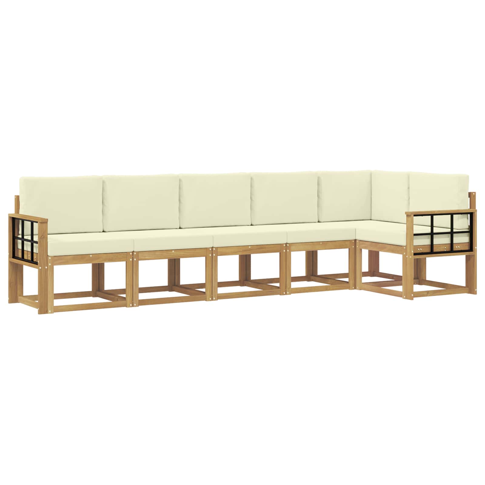 Set vanjskih sofa s jastukom 6 pcs Bijela i krem Poliester