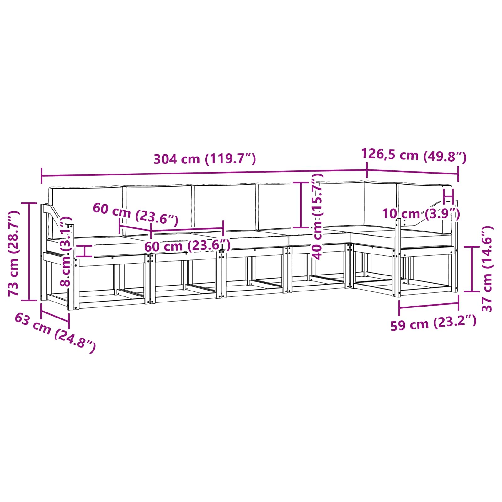 Set vanjskih sofa s jastukom 6 pcs Bijela i antracit Poliester