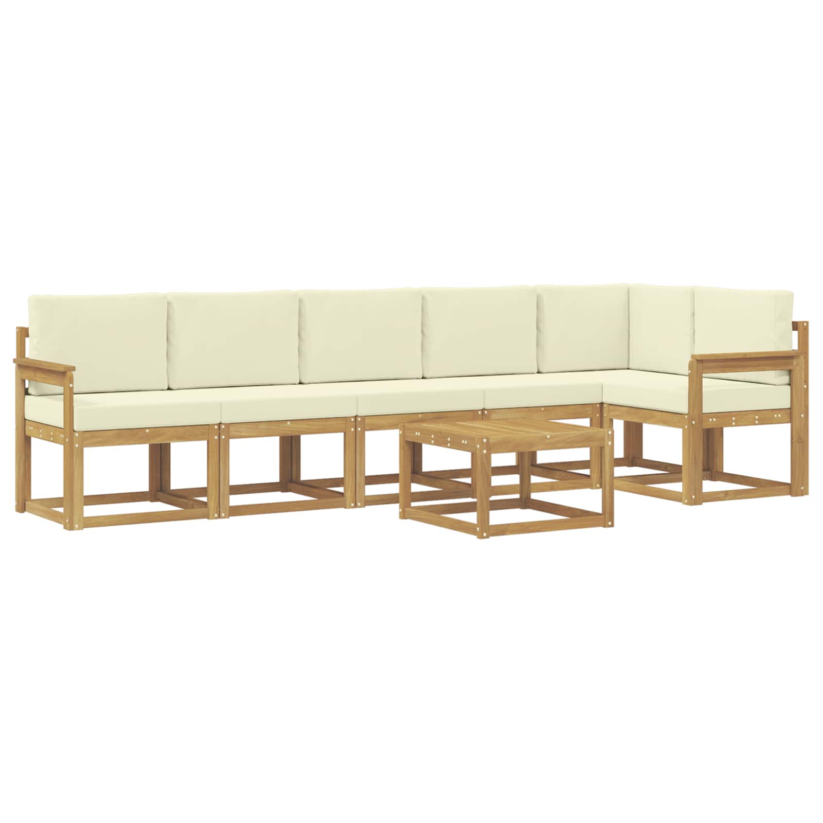 Set vanjskih sofa s jastukom 7 pcs Bijela i krem Poliester