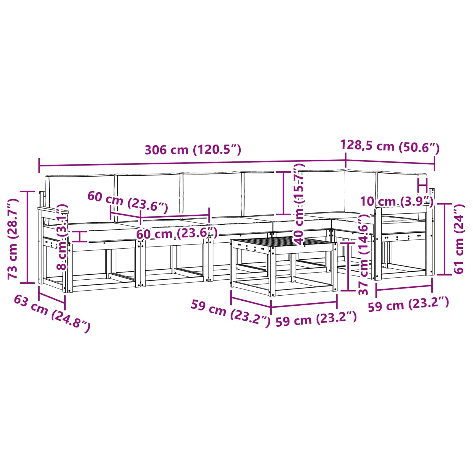 Set vanjskih sofa s jastukom 7 pcs Bijela i antracit Poliester