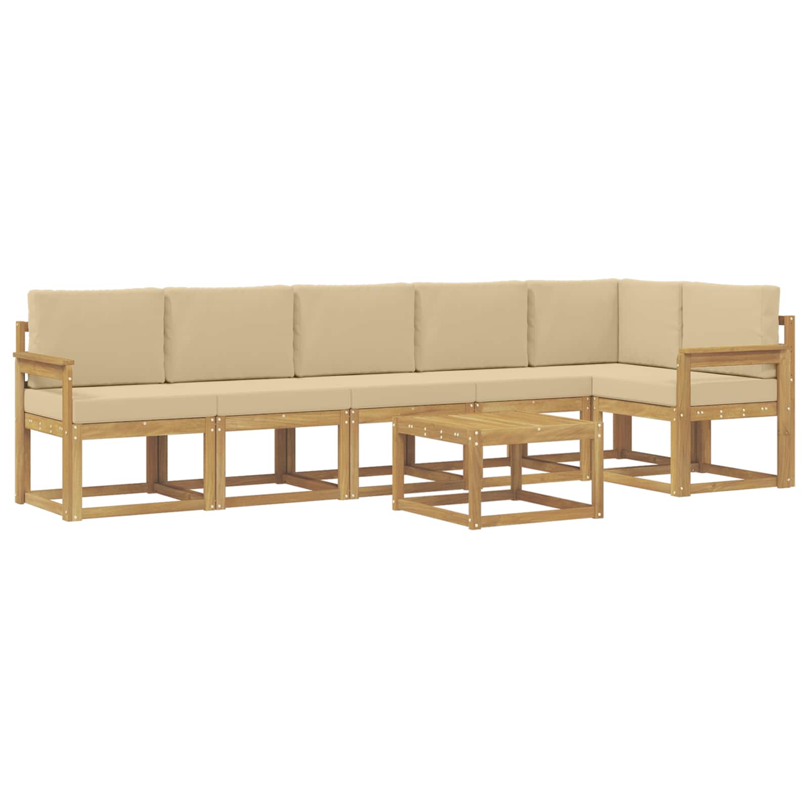 Set vanjskih sofa s jastukom 7 pcs Bijela i bež Poliester