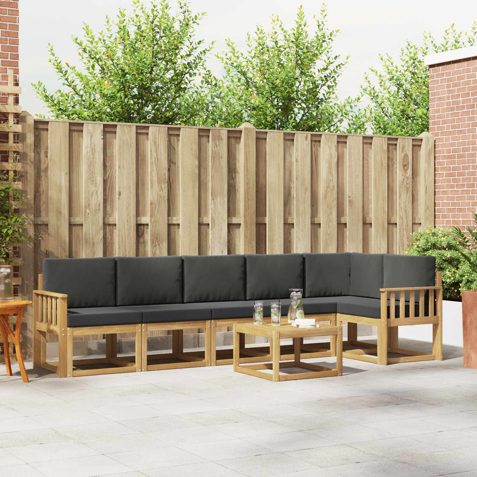 Set vanjskih sofa s jastukom 7 pcs Bijela i antracit Poliester