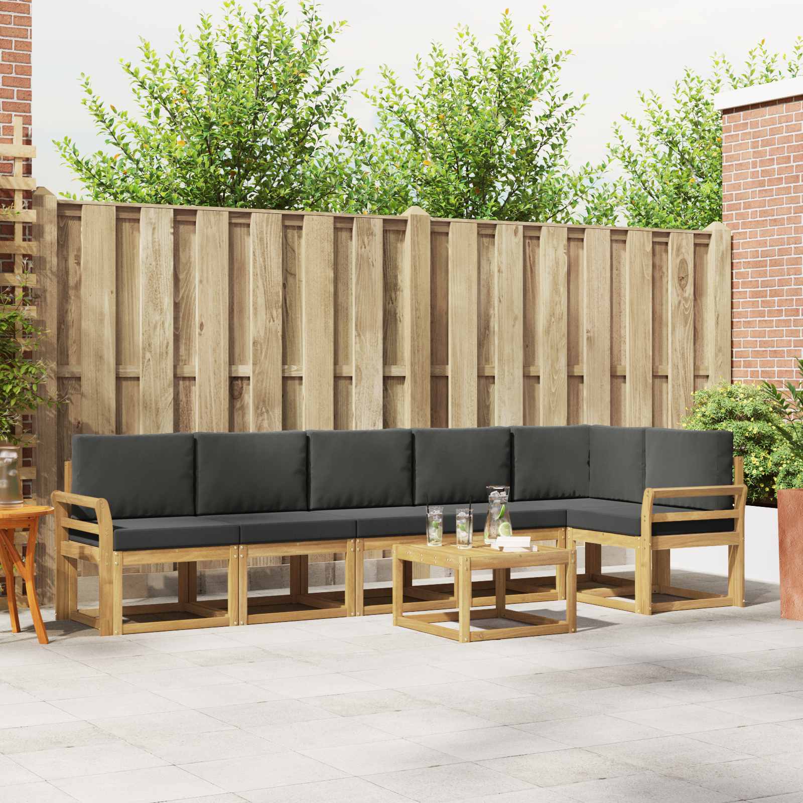 Set vanjskih sofa s jastukom 7 pcs Bijela i antracit Poliester