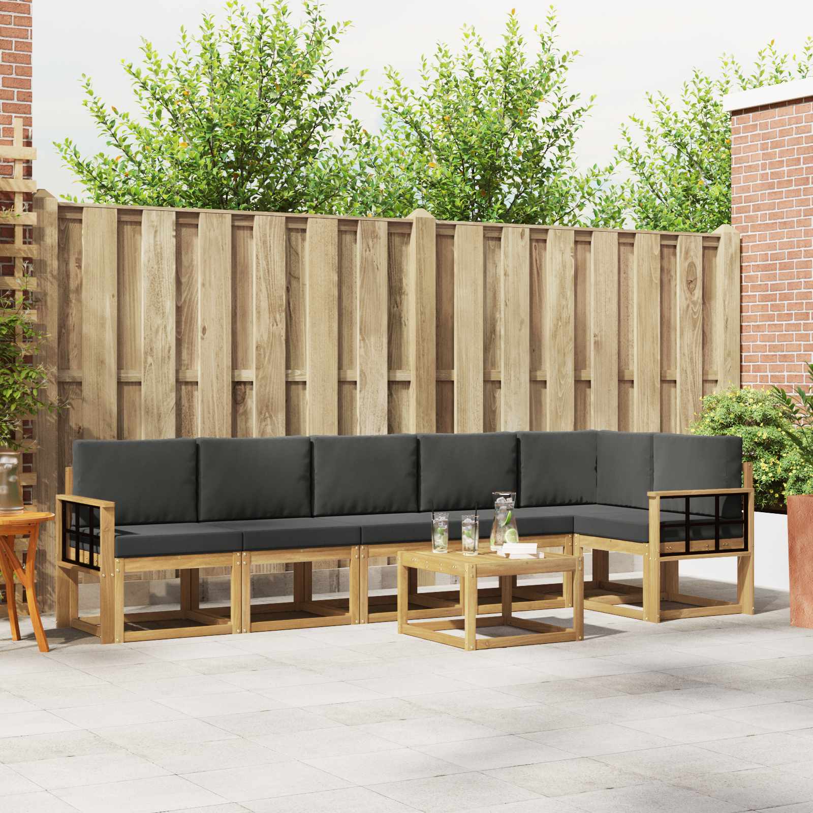 Set vanjskih sofa s jastukom 7 pcs Bijela i antracit Poliester