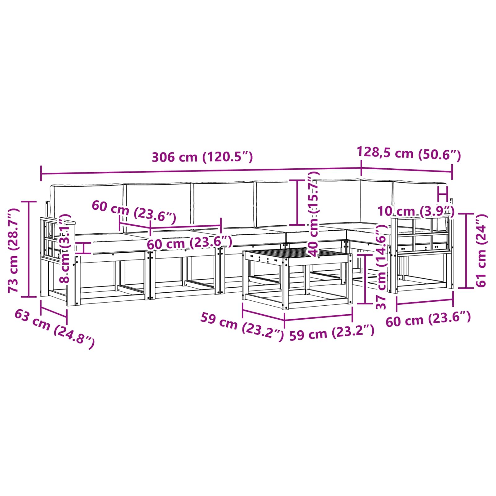 Set vanjskih sofa s jastukom 7 pcs Bijela i antracit Poliester