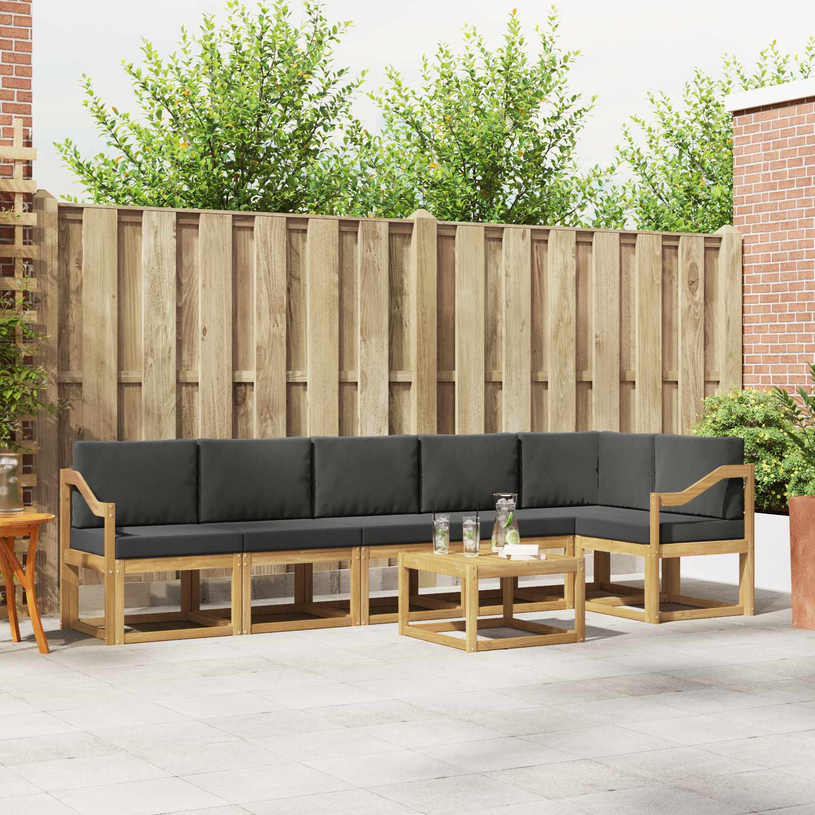 Set vanjskih sofa s jastukom 7 pcs Bijela i antracit Poliester