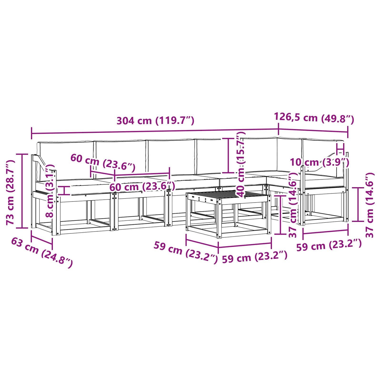 Set vanjskih sofa s jastukom 7 pcs Bijela i antracit Poliester