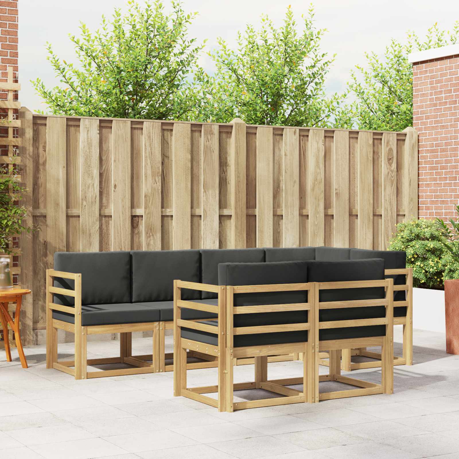 Set vanjskih sofa s jastukom 7 pcs Bijela i antracit Poliester