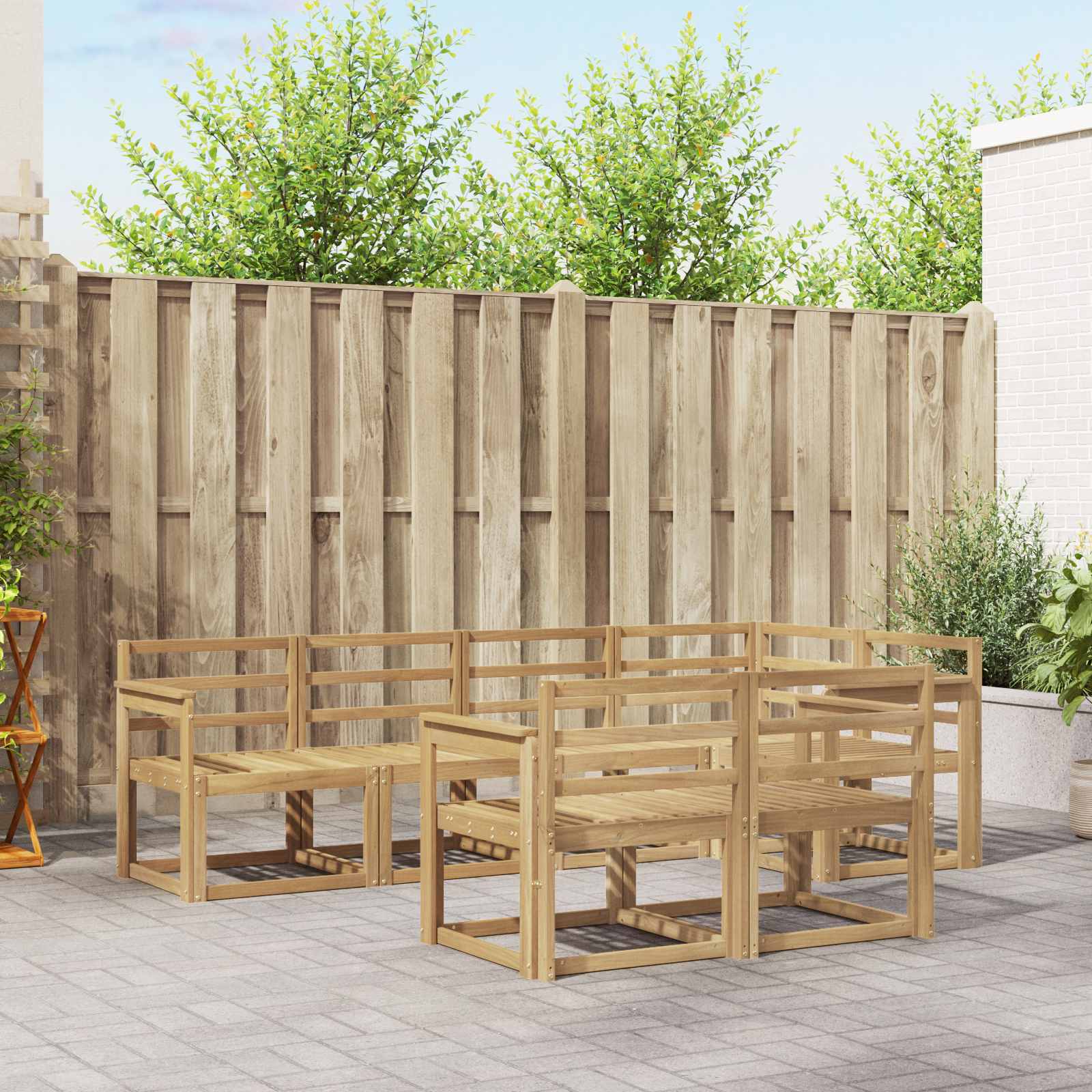 Set vanjskih sofa 7 pcs Bijela Čvrsto drvo akacije