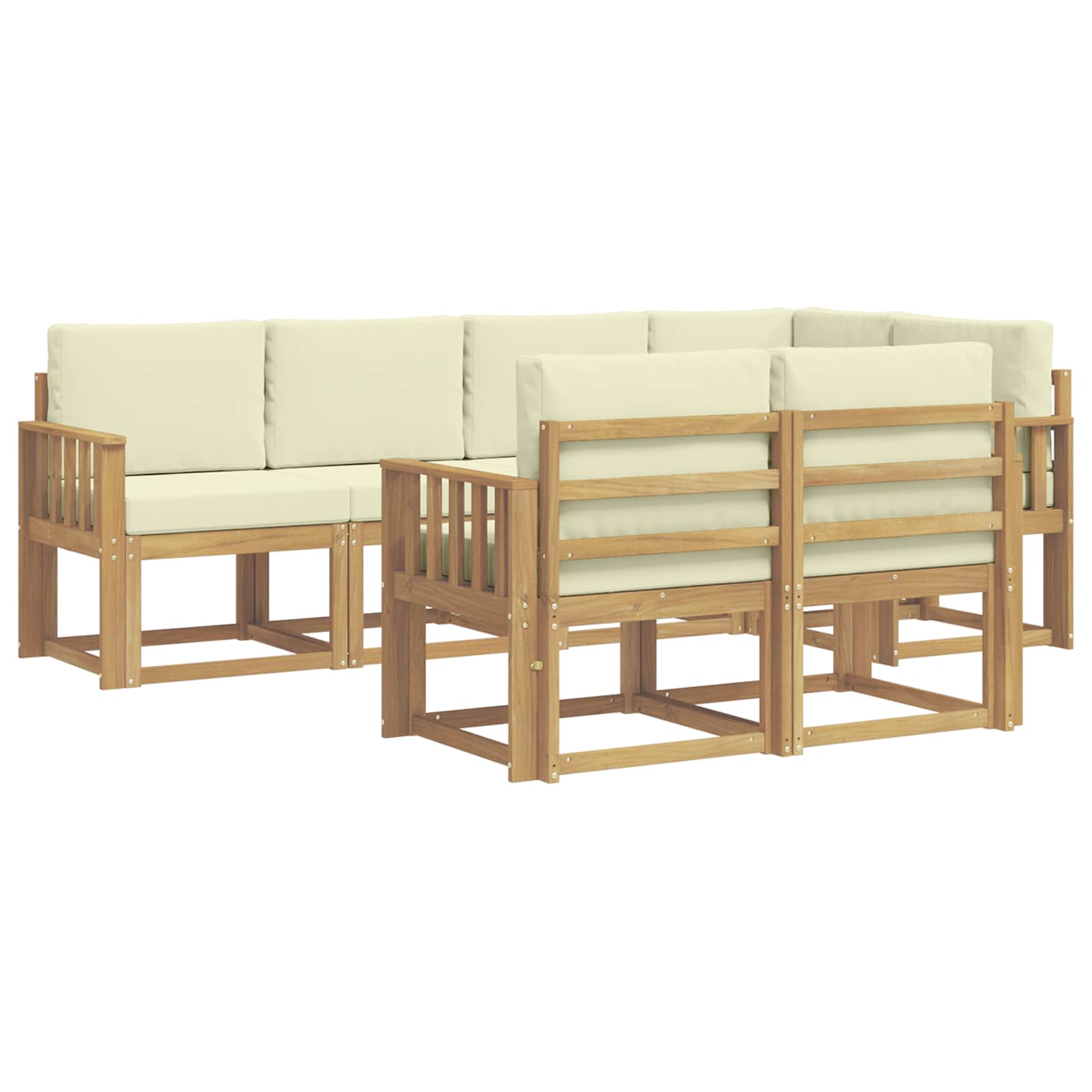 Set vanjskih sofa s jastukom 7 pcs Bijela i krem Poliester
