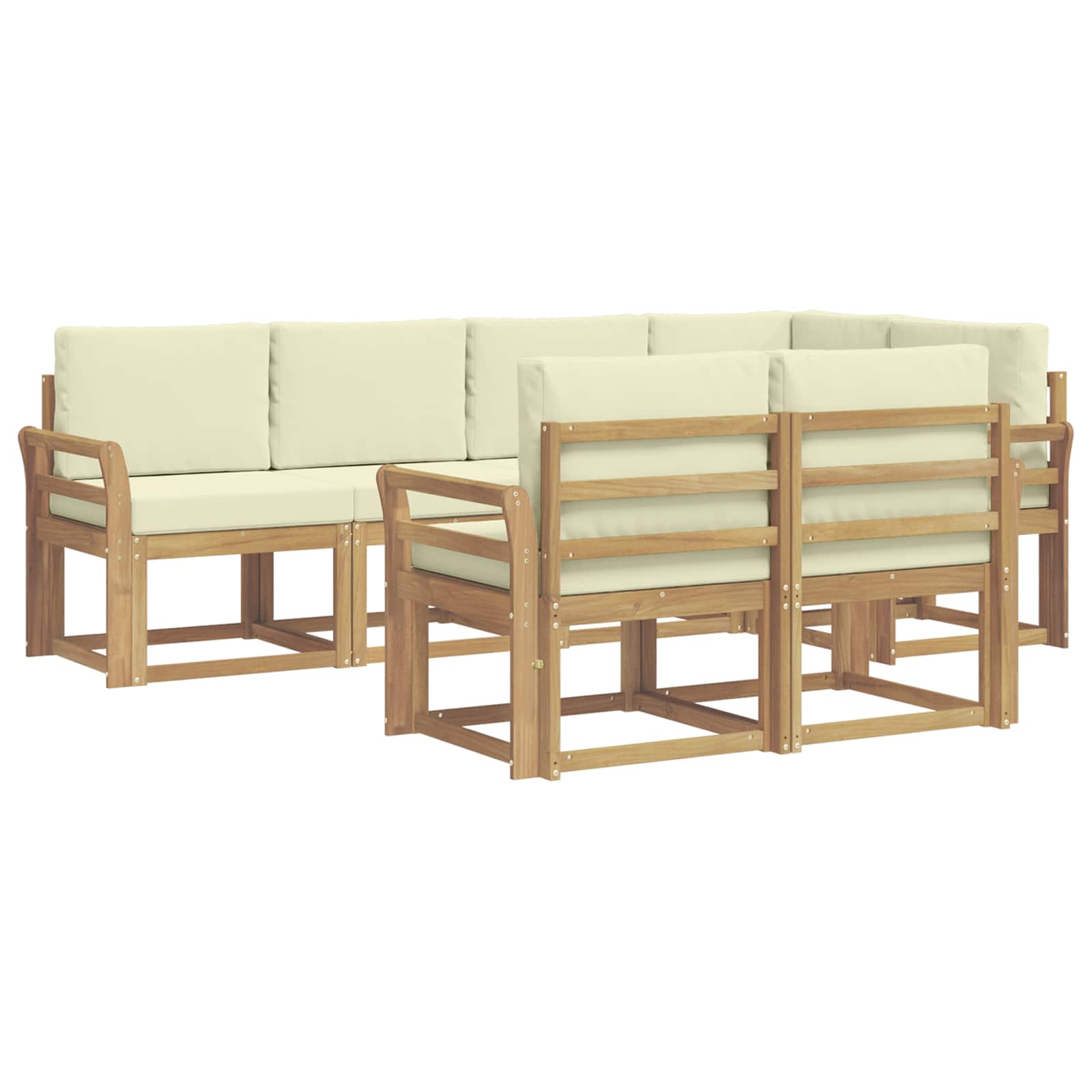 Set vanjskih sofa s jastukom 7 pcs Bijela i krem Poliester