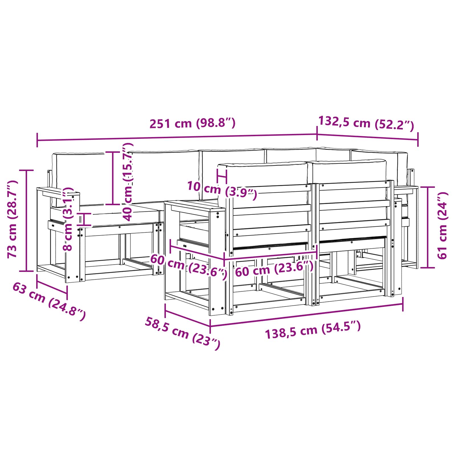 Set vanjskih sofa s jastukom 7 pcs Bijela i antracit Poliester