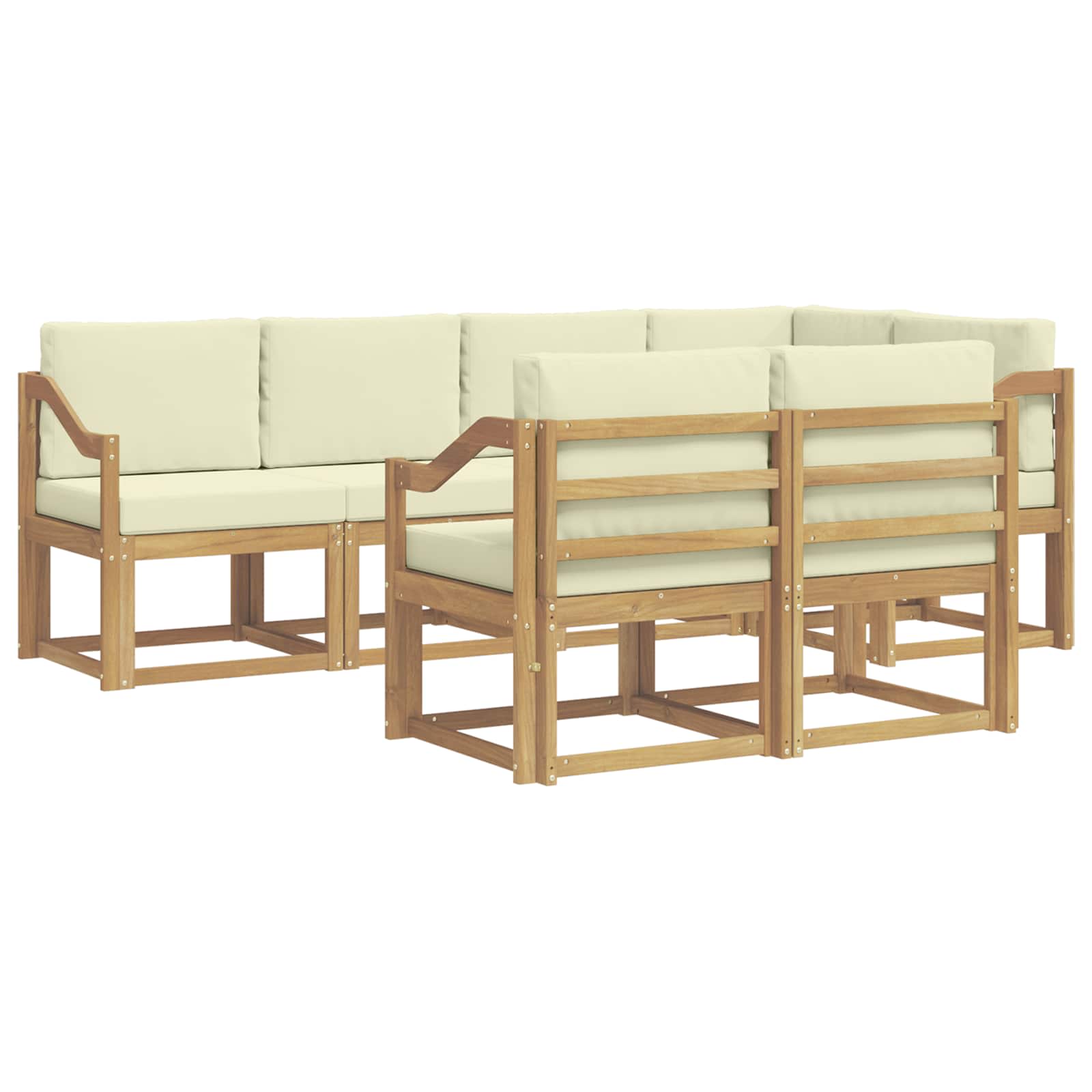 Set vanjskih sofa s jastukom 7 pcs Bijela i krem Poliester