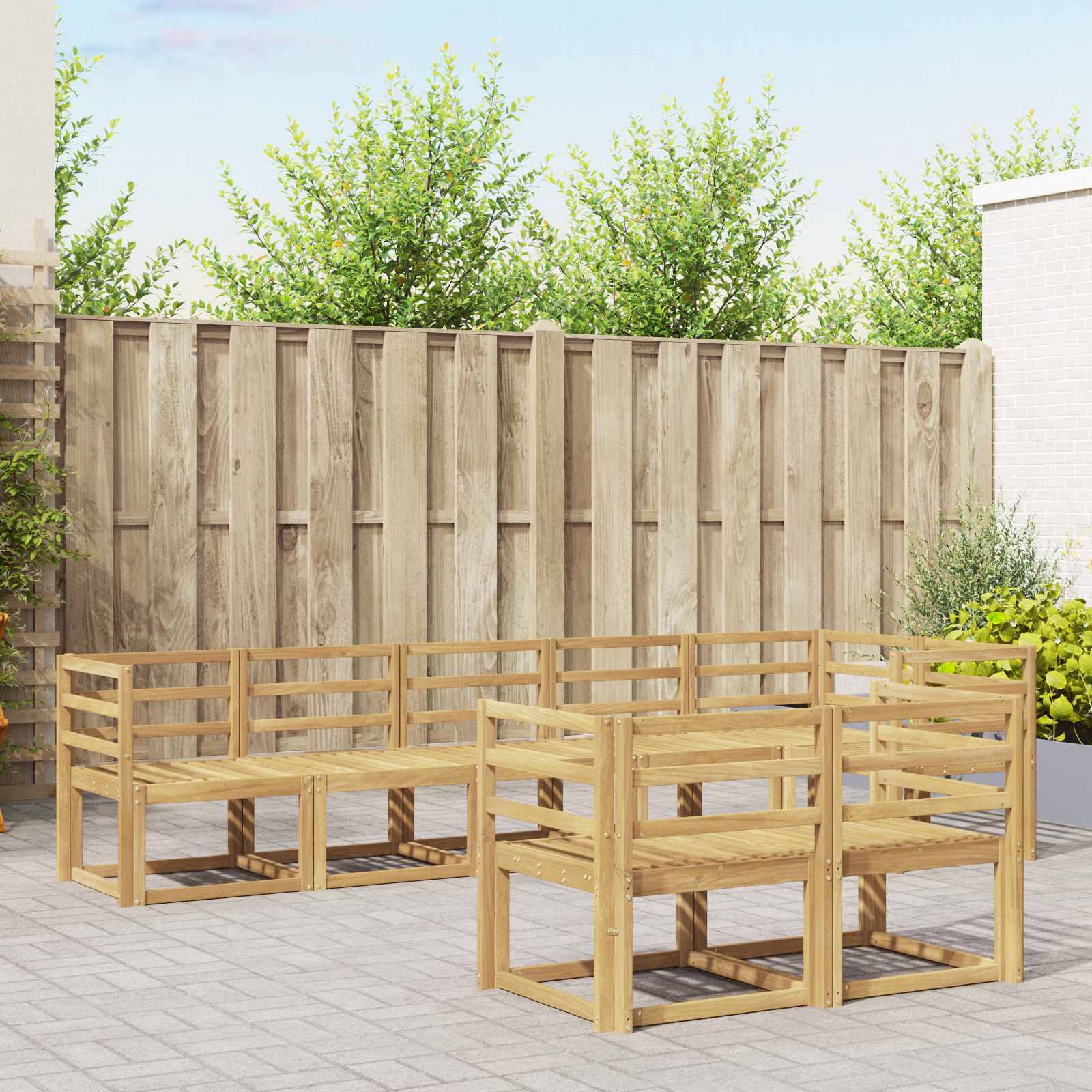 Set vanjskih sofa 8 pcs Bijela Čvrsto drvo akacije