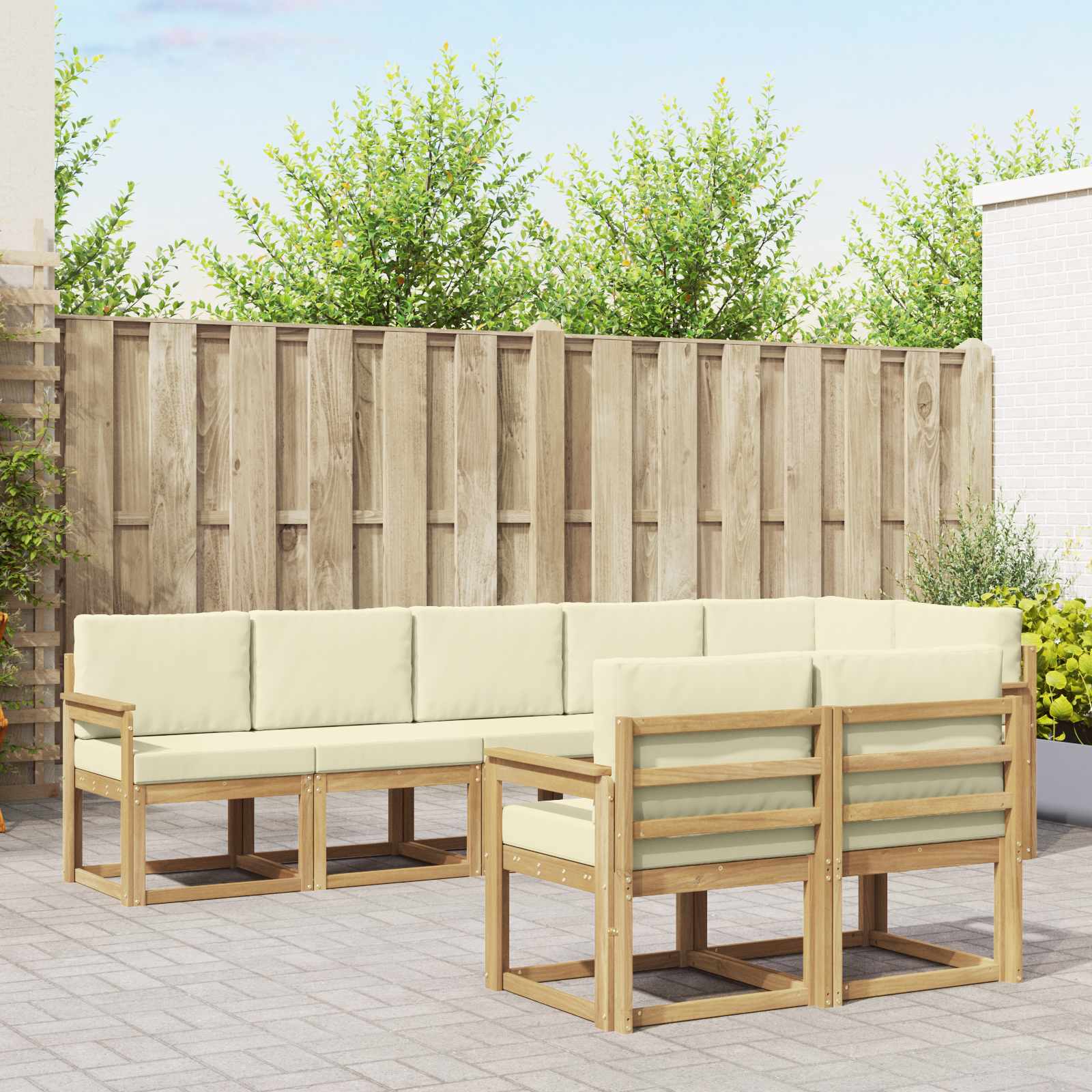 Set vanjskih sofa s jastukom 8 pcs Bijela i krem Poliester