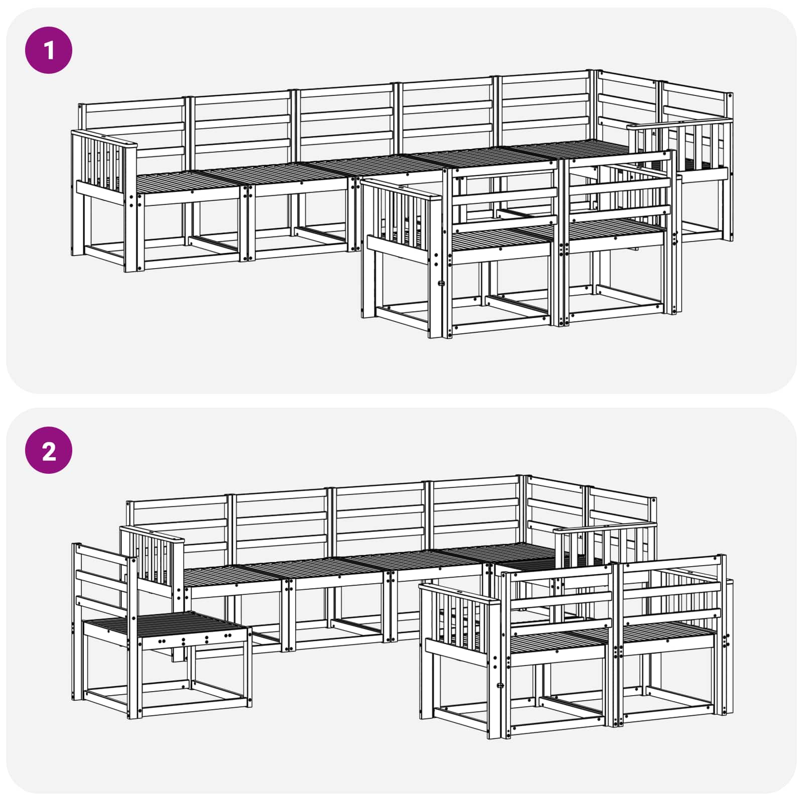 Set vanjskih sofa 8 pcs Bijela Čvrsto drvo akacije