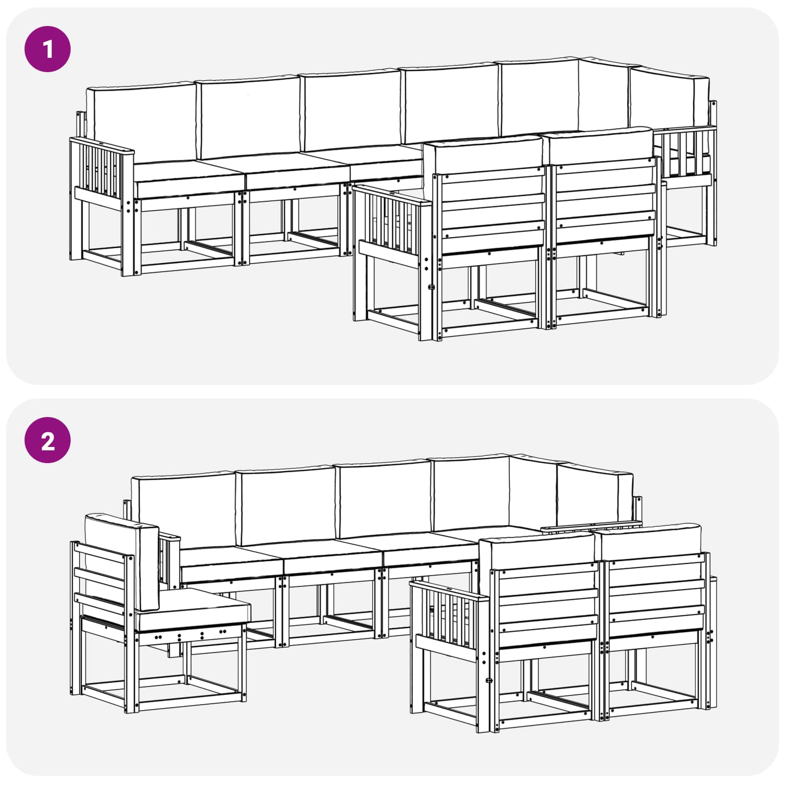Set vanjskih sofa s jastukom 8 pcs Bijela i bež Poliester