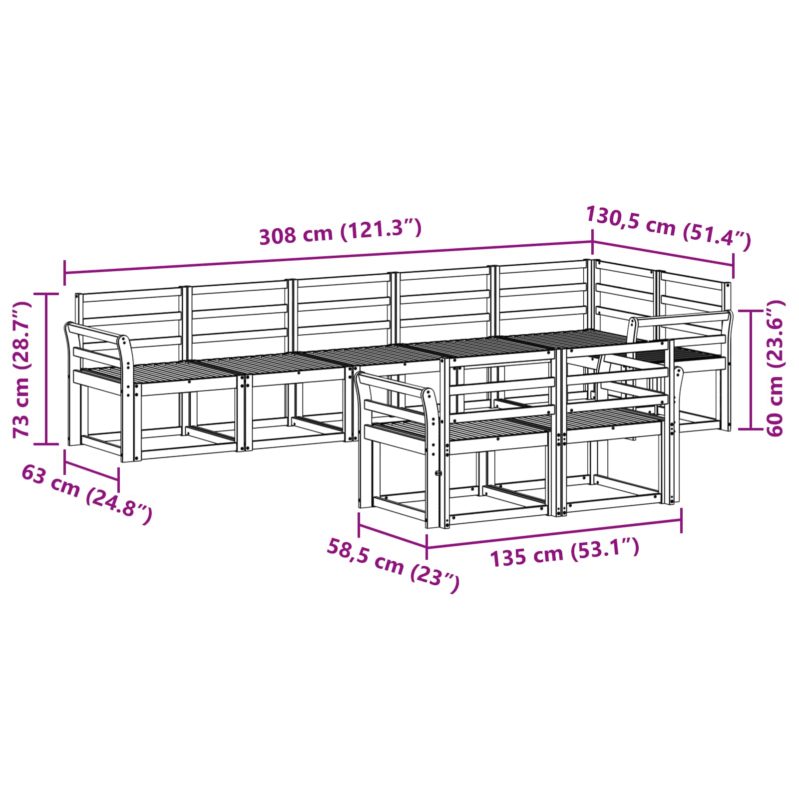 Set vanjskih sofa 8 pcs Bijela Čvrsto drvo akacije