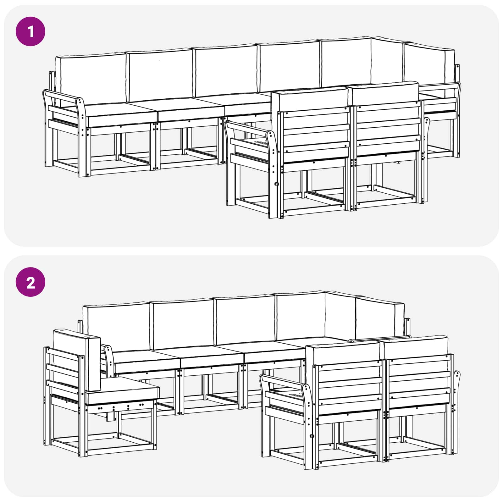 Set vanjskih sofa s jastukom 8 pcs Bijela i krem Poliester