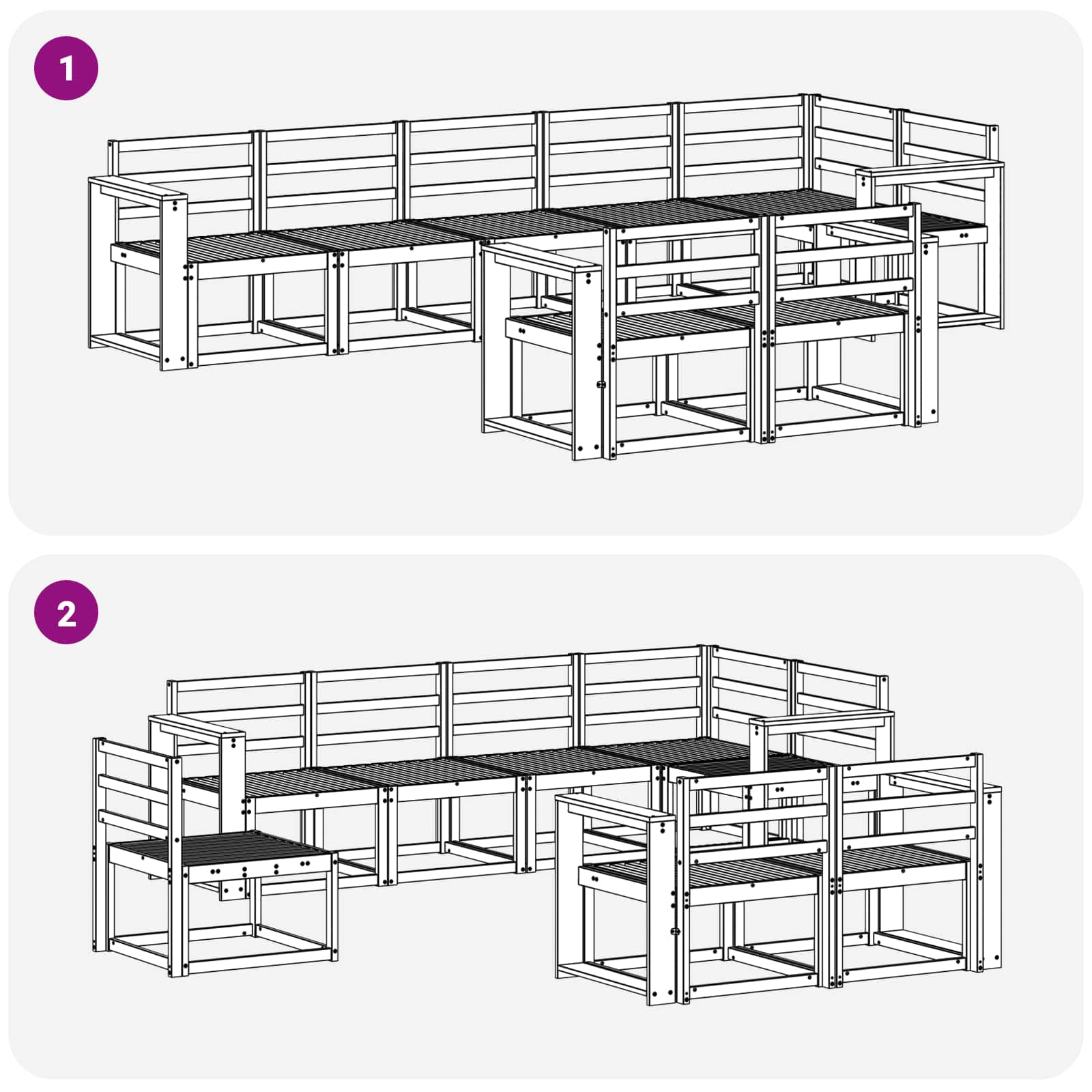 Set vanjskih sofa 8 pcs Bijela Čvrsto drvo akacije