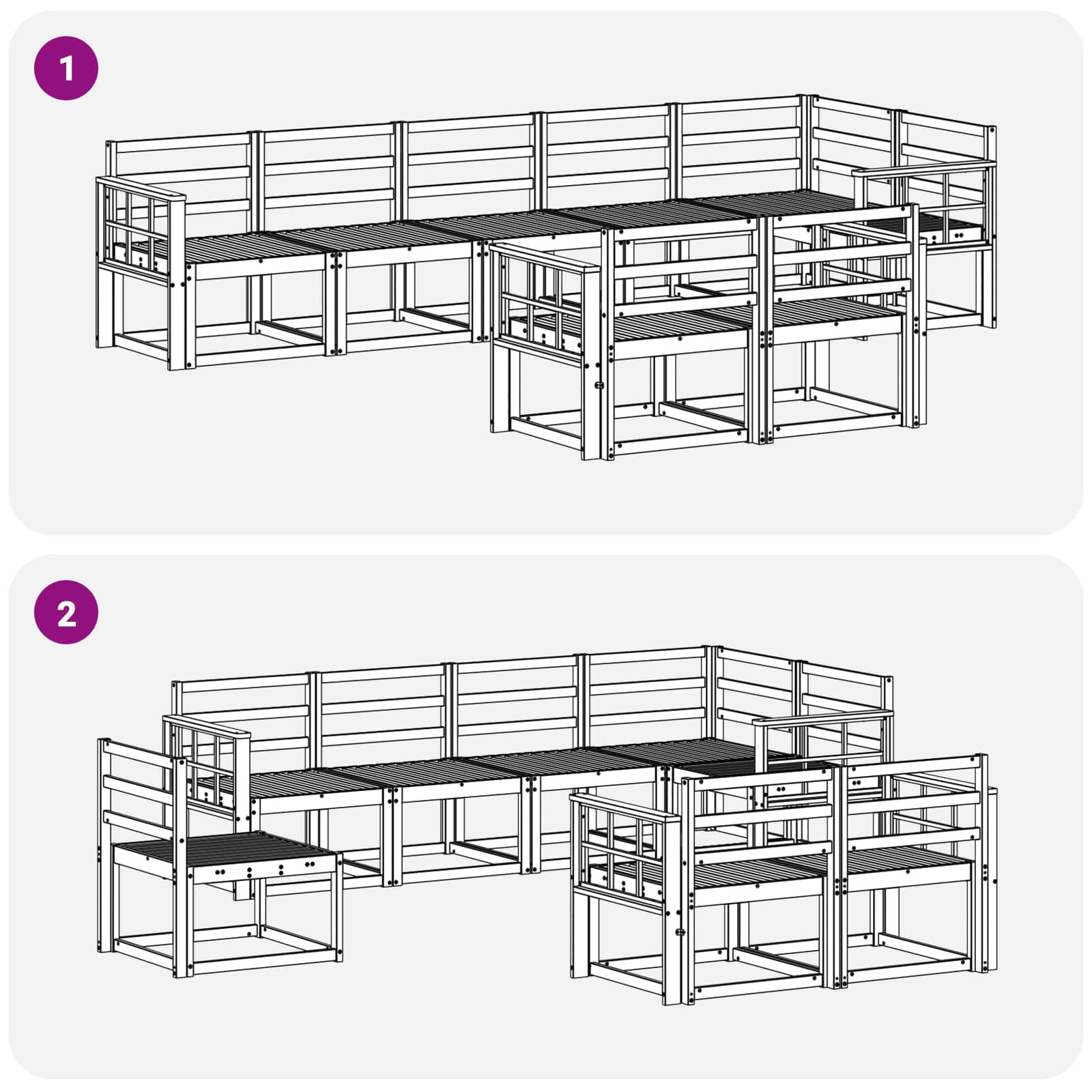 Set vanjskih sofa 8 pcs Bijela Čvrsto drvo akacije